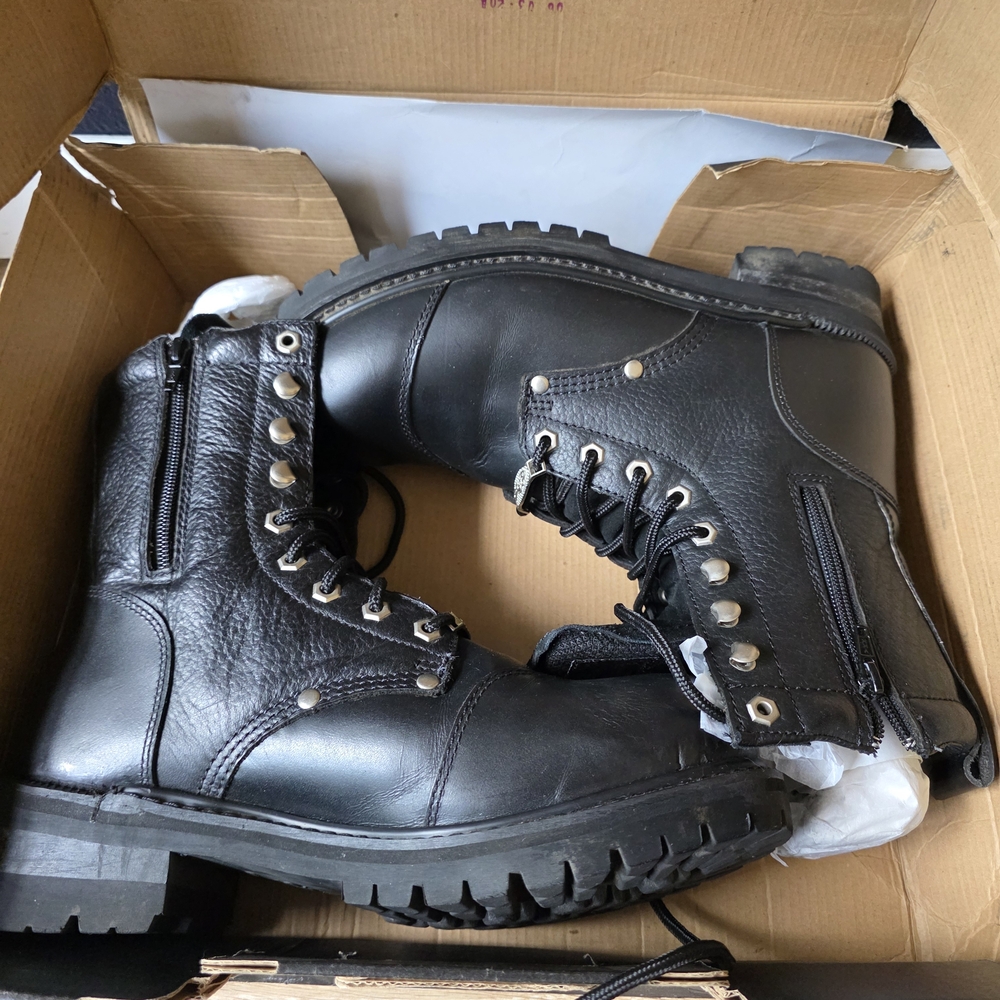 🏍 River Road Black Leather Motorcycle Boots 🏍 Men's 10.5, Like New